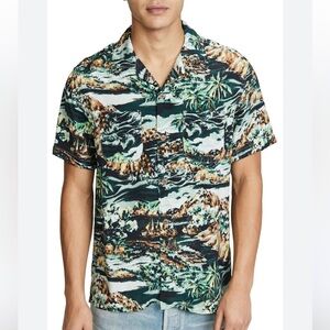 J. Crew Camp Collar Woven Button Down Shirt in Tropical Print